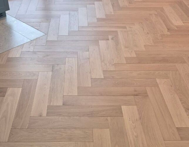 Old Canvas by ME Floor. 2-Layer Oak Herringbone Delivers Unmatched Scandinavian Decor and Finish Durability